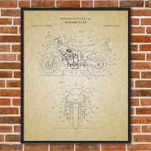 Yamaha Motorcycle Patent Print, Motorcycle Blueprint, Motorcycle Enthusiast Gifts 02083