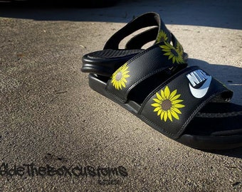 custom sunflower nike slides