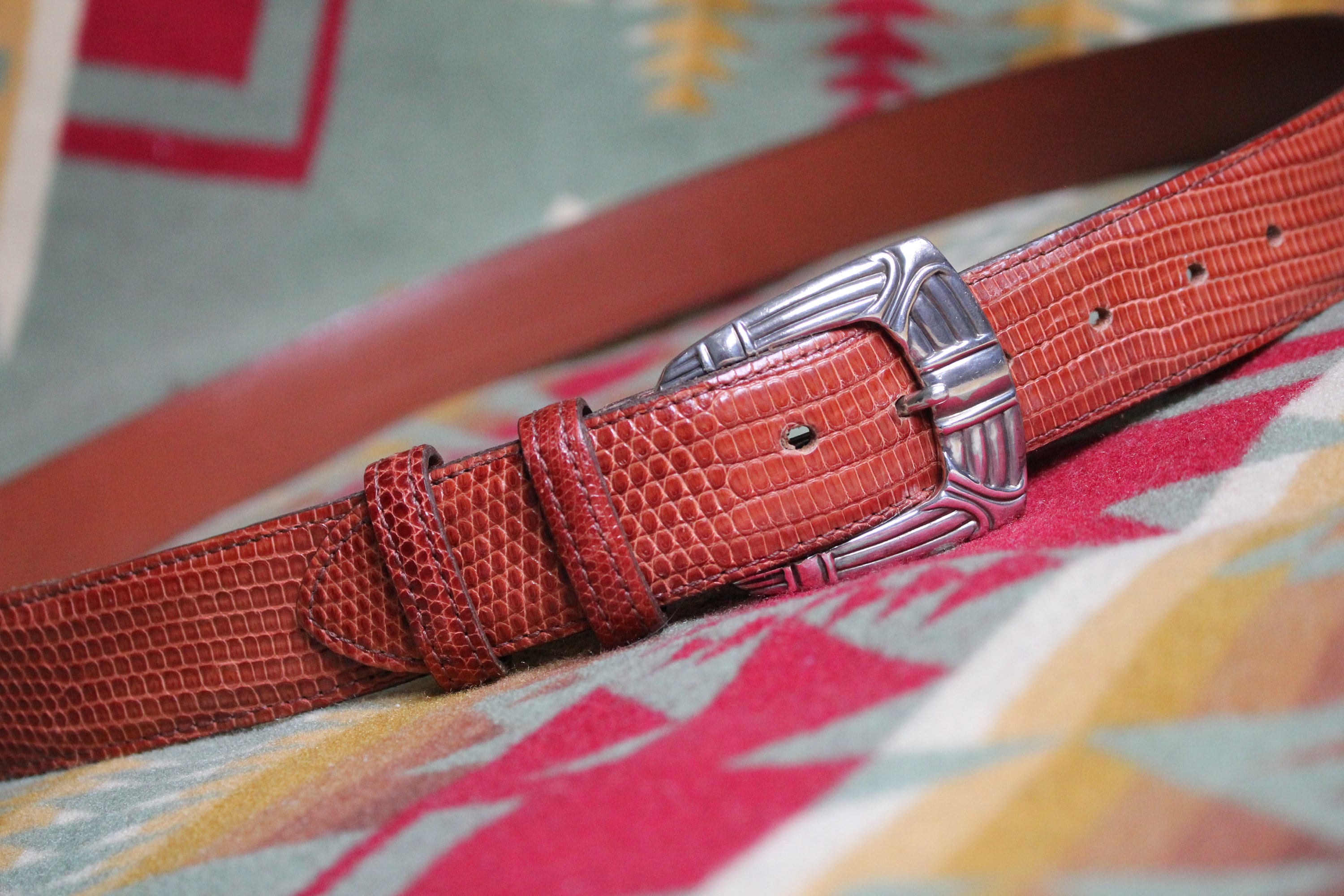 Genuine Vintage LITO-MOTI Brown Genuine Lizard Sterling Belt Size L 34 Unisex Genuine Lizard Belts | Maus & Hoffman main image 3