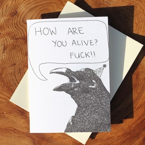 Krähe Rabe, Schwarz Weiß, Happy Birthday, Elden Ring, Gott des Krieges, Dark Souls, Videospiel, Aquarell Karte Kunst | Einzeln oder Im Set