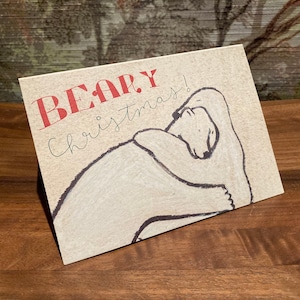 Polar Bear Blank Merry Christmas Happy Holidays Xmas Card Art | Single or Set