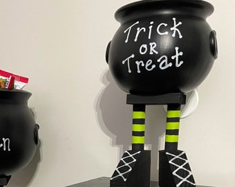 Halloween candy bowl/ witch legs candy bowl, witch cauldron