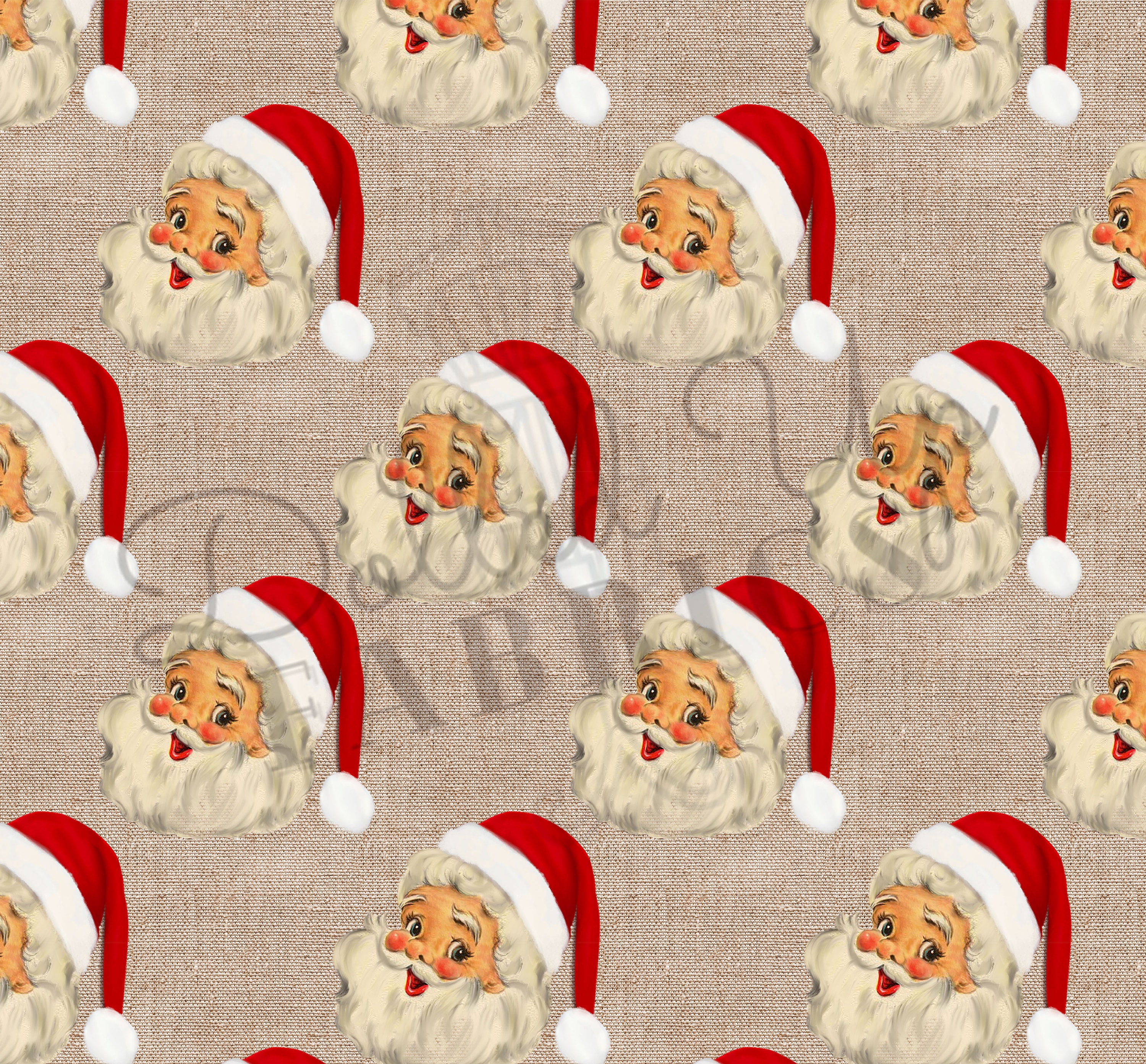 Vintage Santa fabric dbp Christmas fabric Christmas knit Etsy