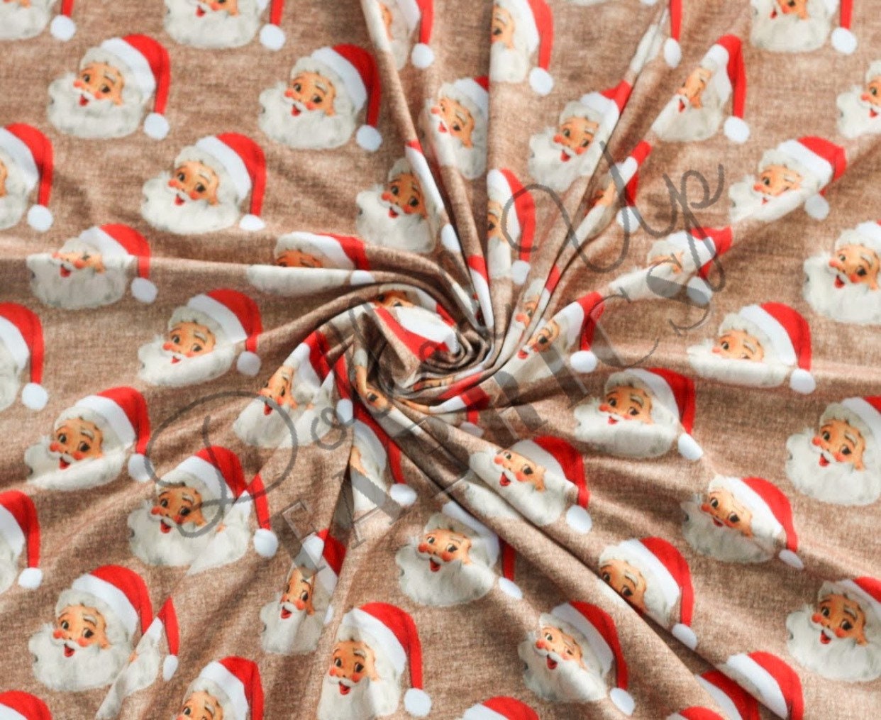 Vintage Santa fabric dbp Christmas fabric Christmas knit Etsy