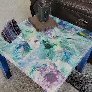 Hanging Wall Art or Side Table. Paint Pour Furniture. Coffee Table. Reading Table. Painted Furniture. Side Table. End Table. Accent Table.