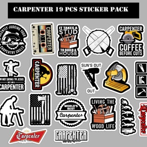 Carpenter 19 pcs sticker pack laminated vinyl waterproof stickers