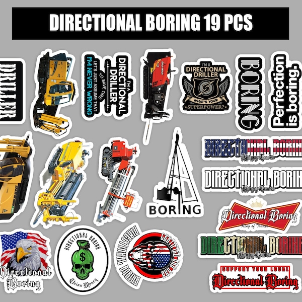 Directional Boring 19 pcs sticker pack laminated vinyl waterproof stickers hydroblaster