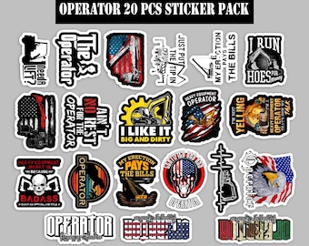 Operator 20 pcs sticker Pack Vinyl Hard Hat Hardhat stickers Machine