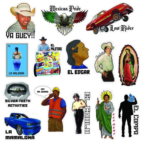 Mexican 14 pcs sticker Pack Vinyl Decal Stickers Chicano Hispanic waterproof