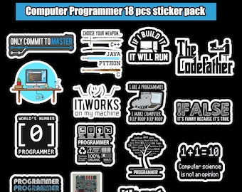 Computer Programmer 18 pcs sticker Pack Vinyl stickers