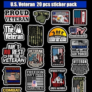 US Veteran 20 pcs sticker pack laminated vinyl waterproof stickers