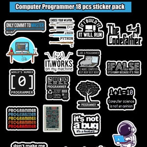 Computer Programmer 18 pcs sticker Pack Vinyl stickers