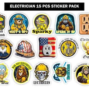 Electrician 15 pcs sticker Pack Vinyl Hard Hat Hardhat stickers