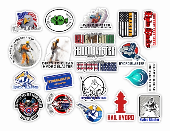 Hydro Blaster 20 Pcs Sticker Pack Laminated Vinyl Waterproof