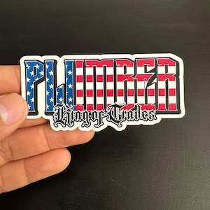 American Flag Plumber Sticker 3.5 inch Toolbox decal waterproof vinyl