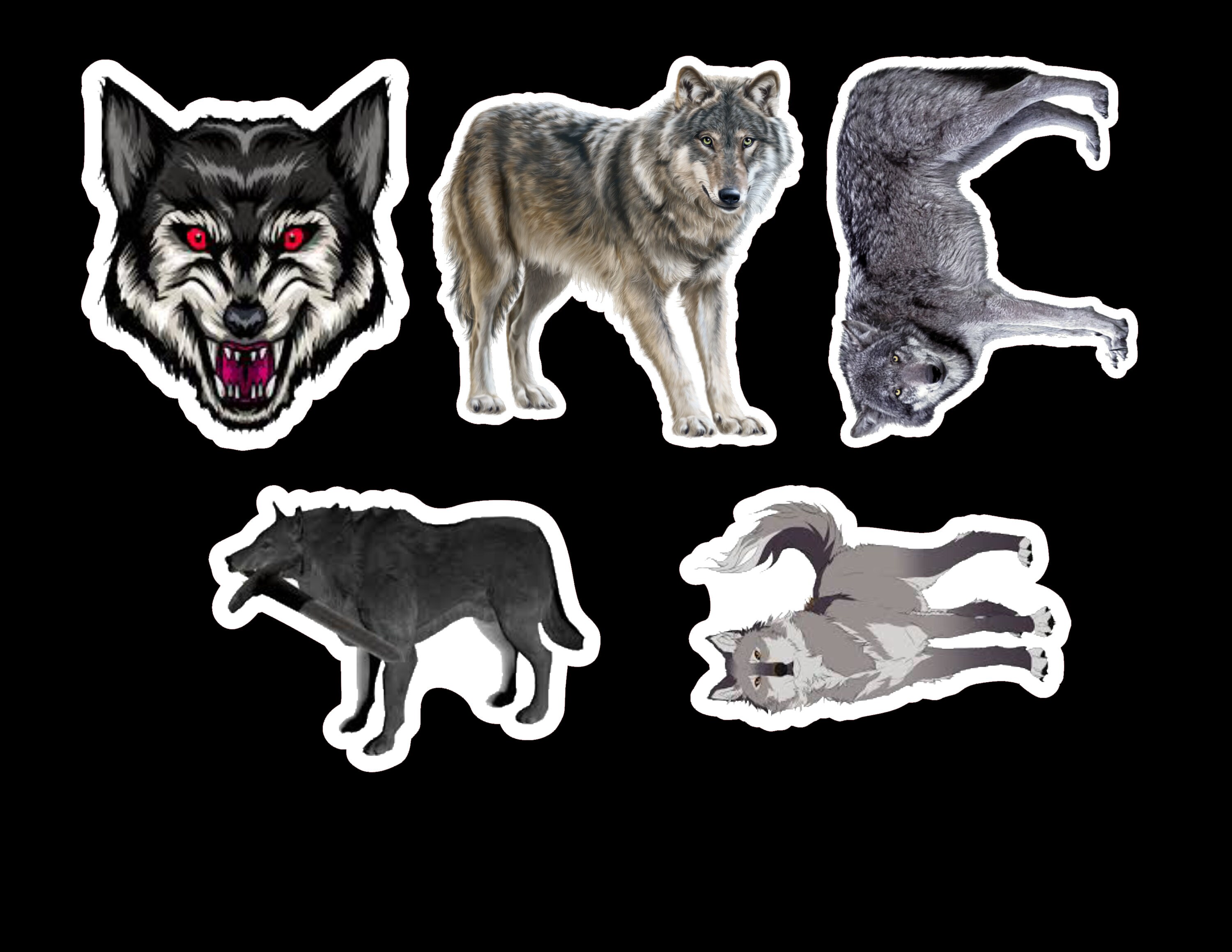 Gray wolf sticker pack laminated vinyl waterproof stickers Etsy