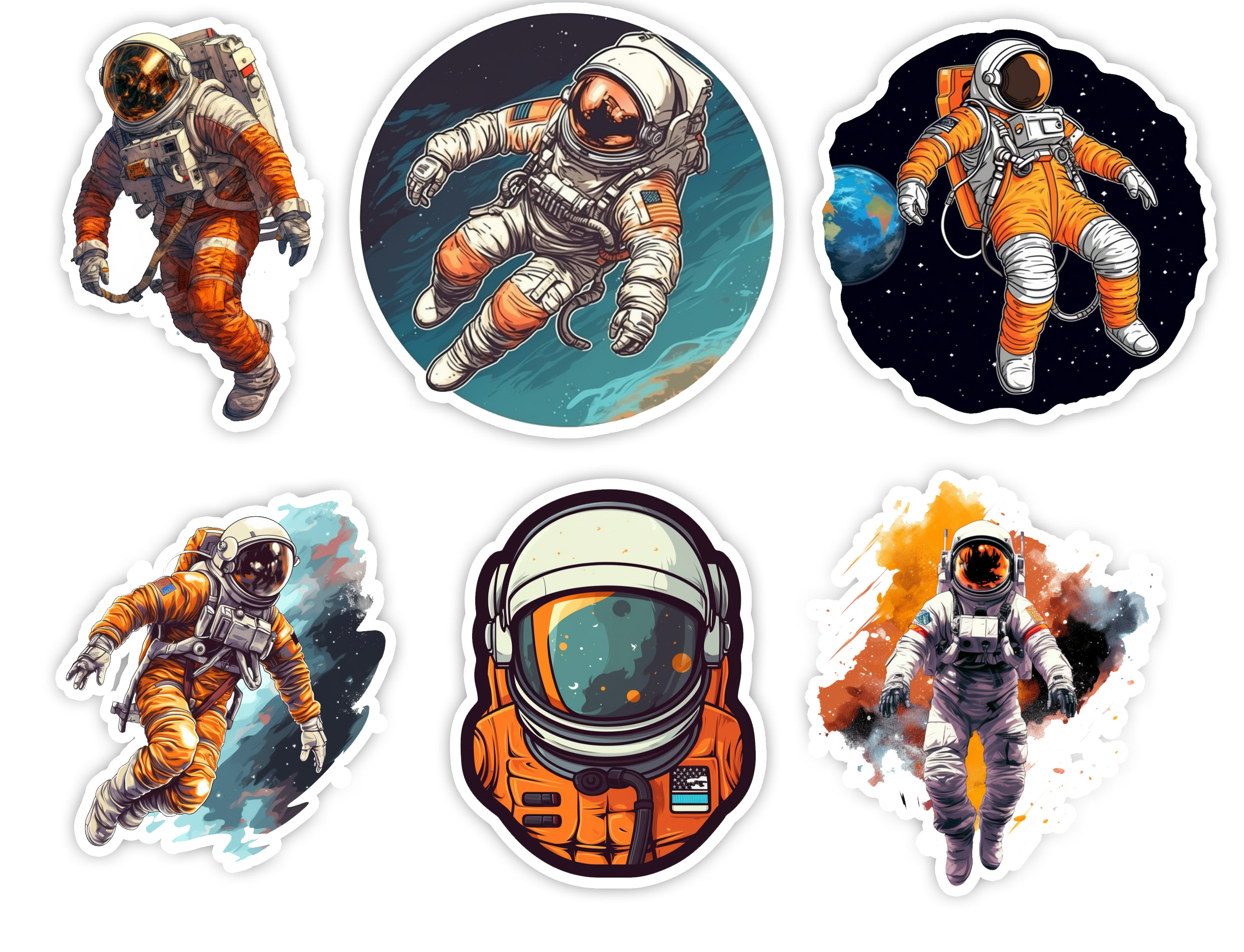 Astronaut Sticker Pack Laminated Vinyl Waterproof Stickers - Etsy