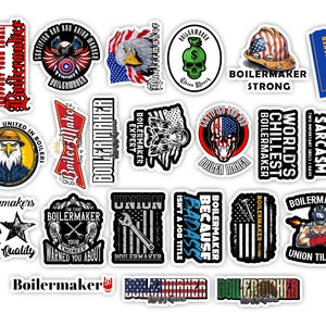 Boilermaker sticker pack 23 pcs laminated vinyl waterproof stickers boiler maker