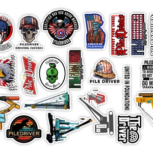 Pile Driver Lot de 21 autocollants pour casque de sécurité en vinyle Autocollants pour casque Piledriver