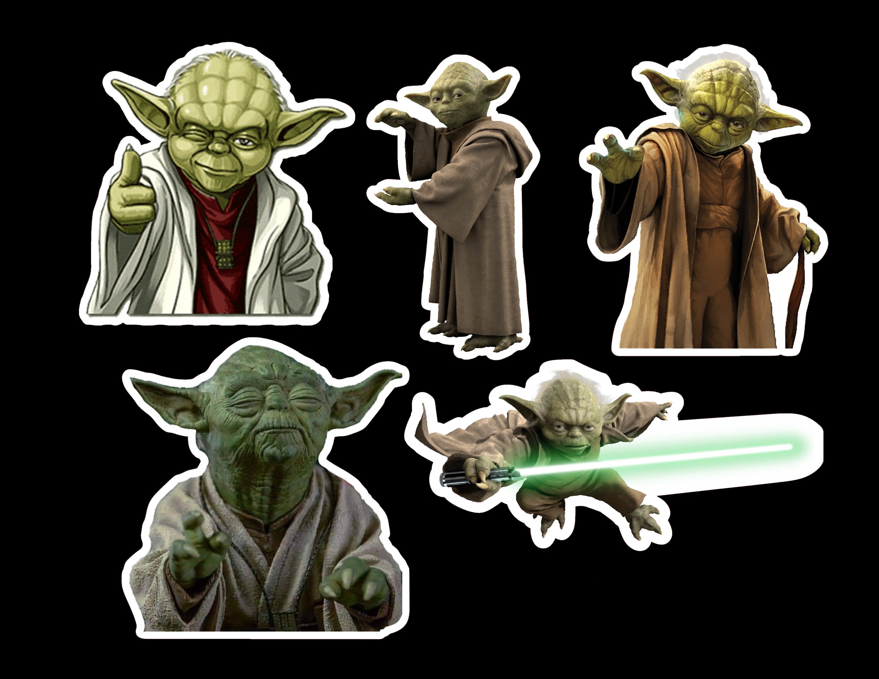 Yoda sticker pack laminated vinyl waterproof stickers Etsy