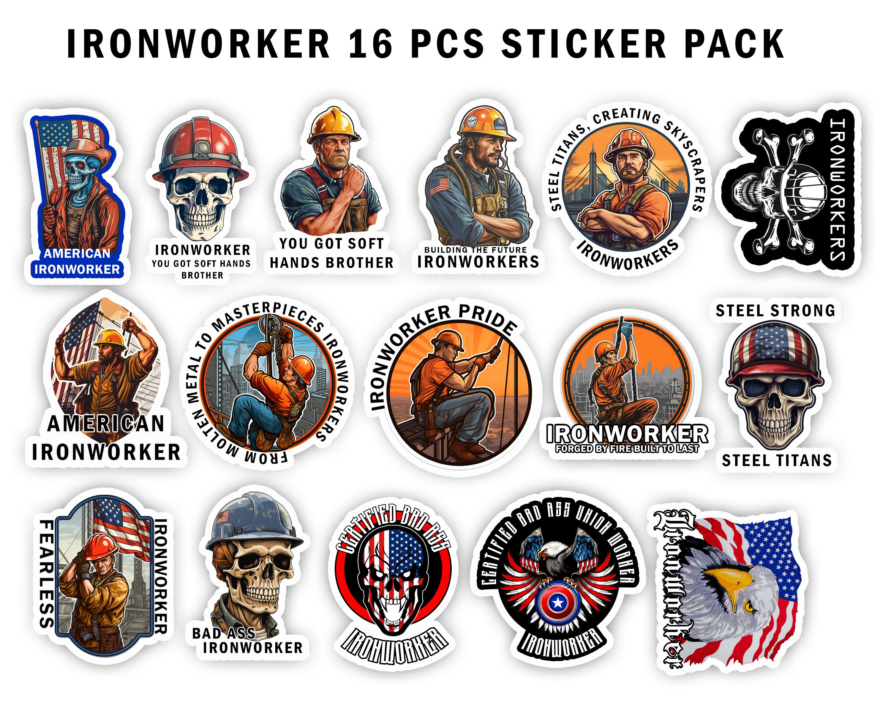 Sticker Aecb Ironworker 16 Sticker Pack Vinyl Hard Hat Hardhat Stickers - Etsy