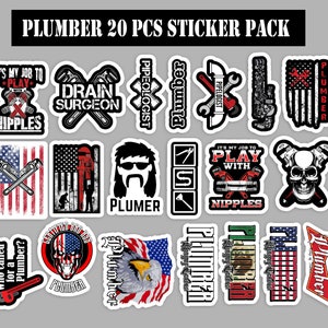Plumber 20 pcs sticker Pack Vinyl Hard Hat Hardhat stickers decals