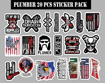 Plumber 20 pcs sticker Pack Vinyl Hard Hat Hardhat stickers decals