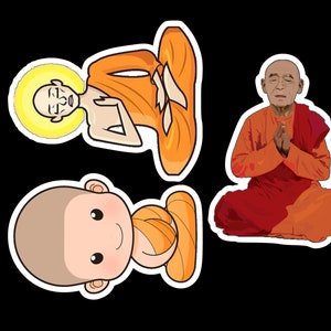 Monks sticker pack laminated vinyl waterproof stickers