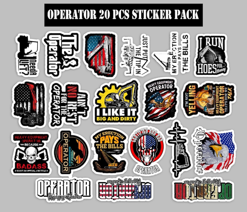 Operator 20 Pcs Sticker Pack Vinyl Hard Hat Hardhat Stickers Machine - Etsy