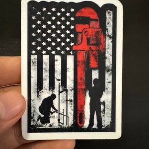 American Flag Plumber Sticker 3.5 inch Toolbox decal waterproof vinyl