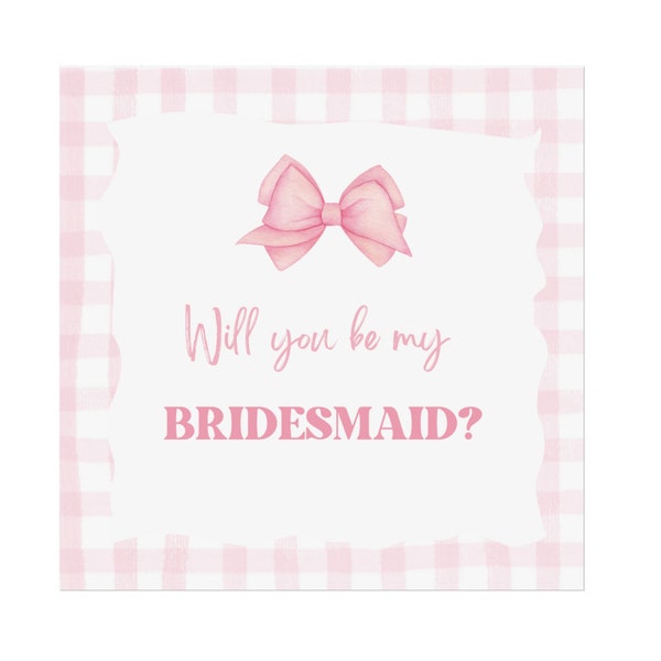 Vintage Preppy Bow Gingham Bridesmaid/Maid of Honor/Flower Girl Proposal Card