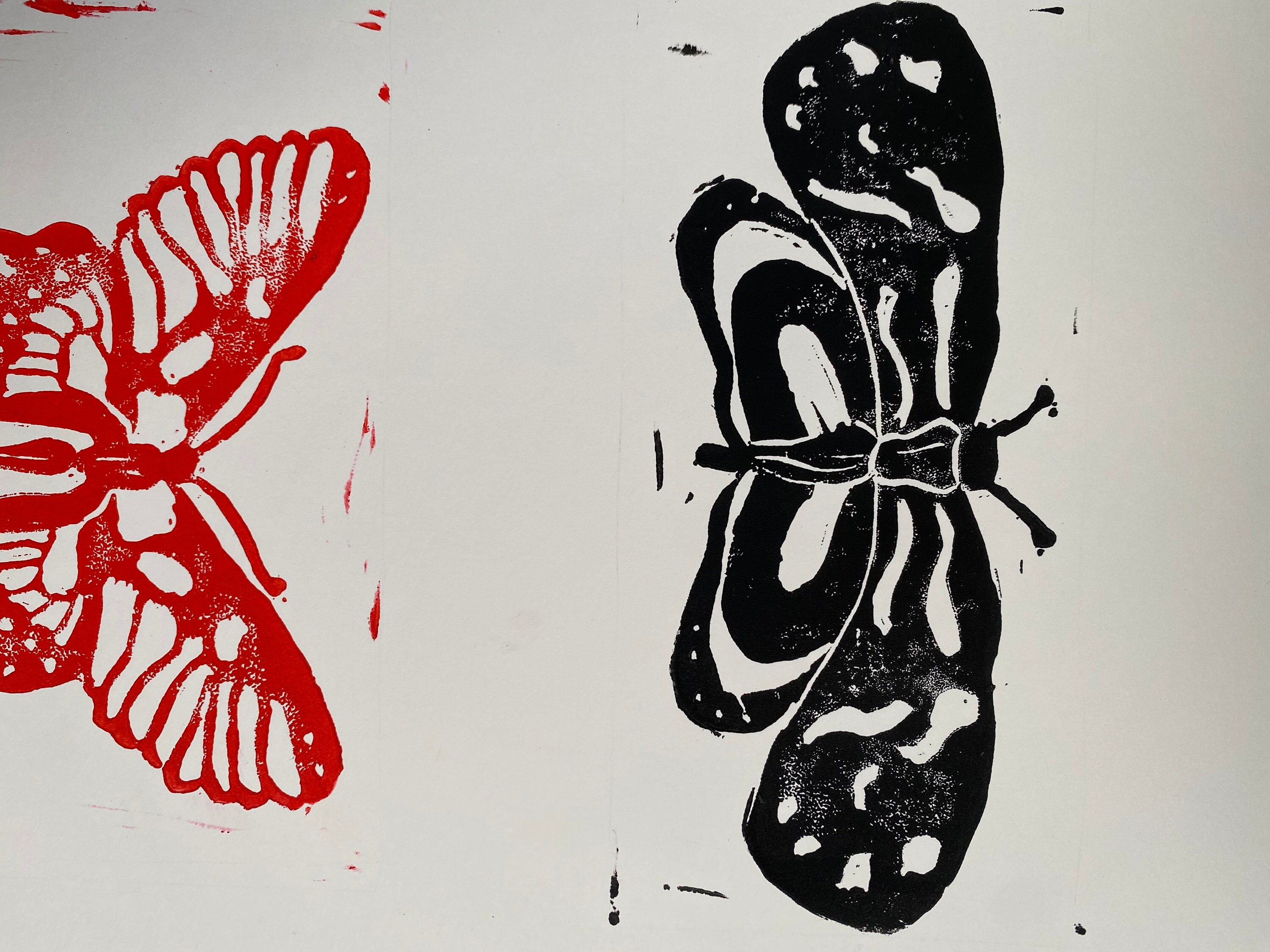 Wall of Butterflies 8x19 linocut print Etsy