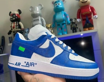Air Force 1 Low "Monogram Blue Off White", Men and Women Shoes, Sneaker gifts, Unisex shoes