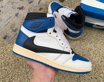 Travis Scott X Fragment X Air Jordan 1 High OG SP « Military Blue » 2021, Chaussures hommes et femmes, Cadeaux sneaker, Chaussures unisexes