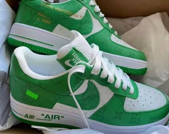 Air Force 1 Low « Monogram Green Off White », Chaussures hommes et femmes, Cadeaux sneaker, Chaussures unisexes