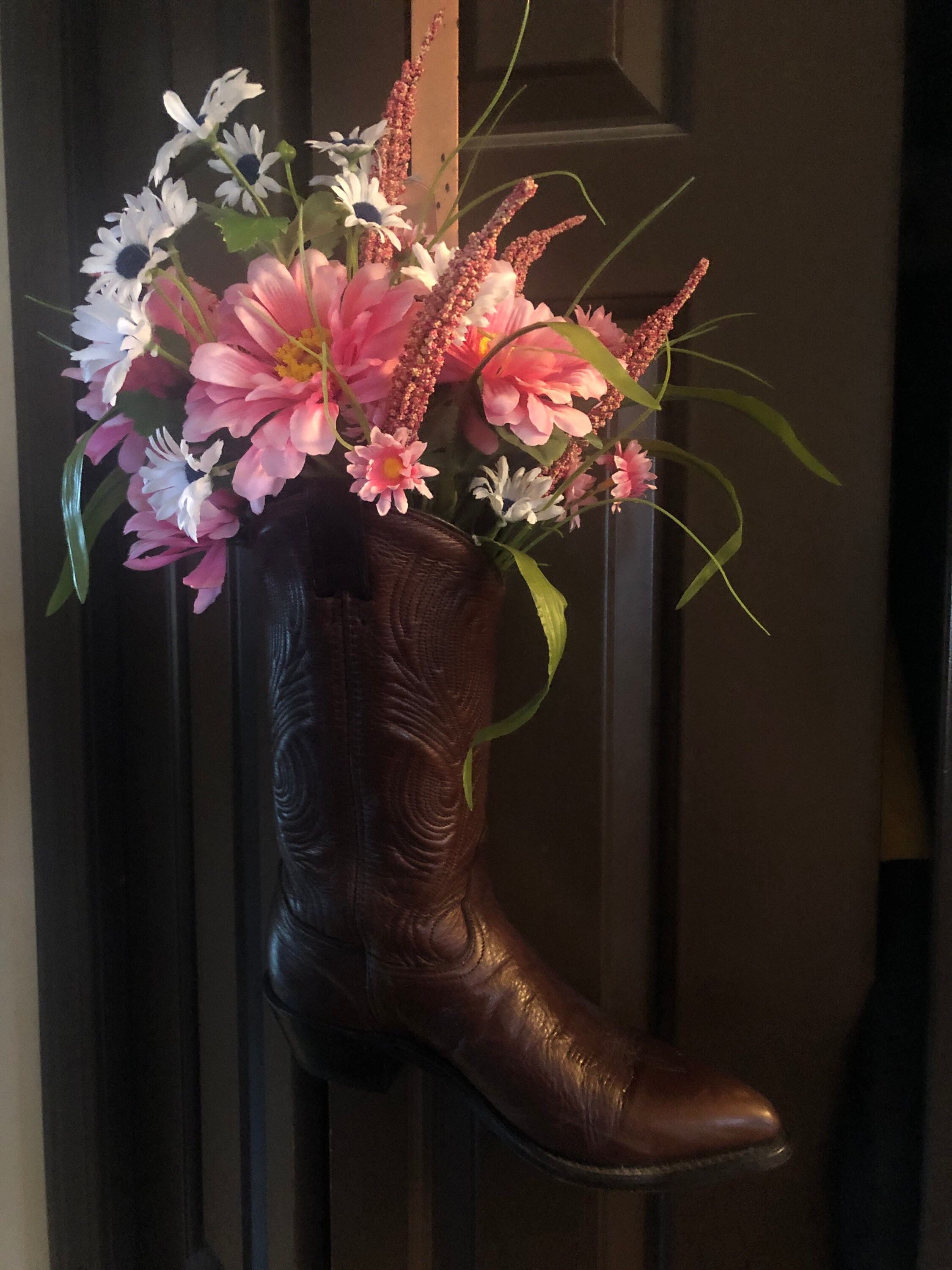 Spring Cowboy Boot Door Hangerwreath Etsy
