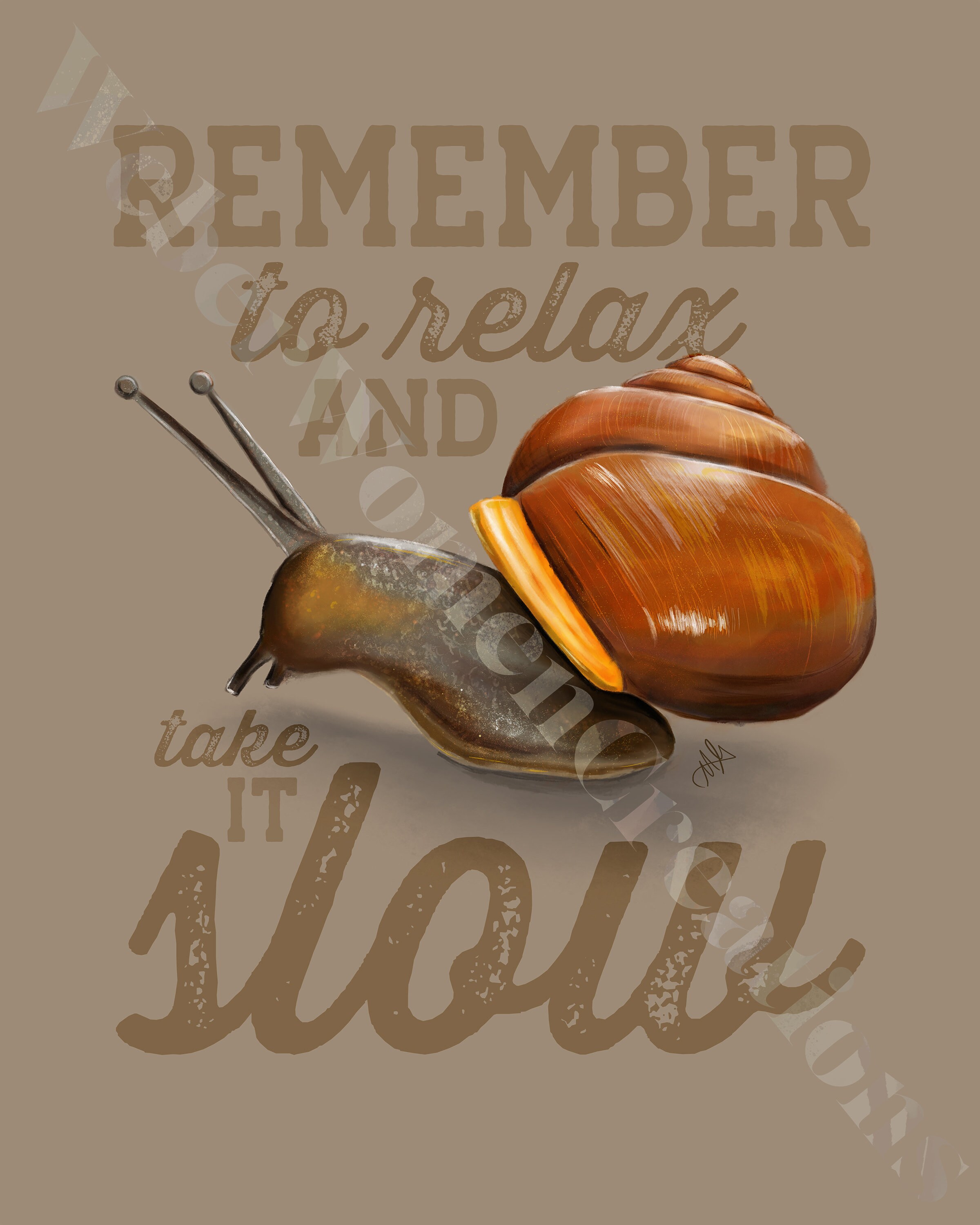 Snail Wall Art Digital Painting Inspirational quote sign Etsy