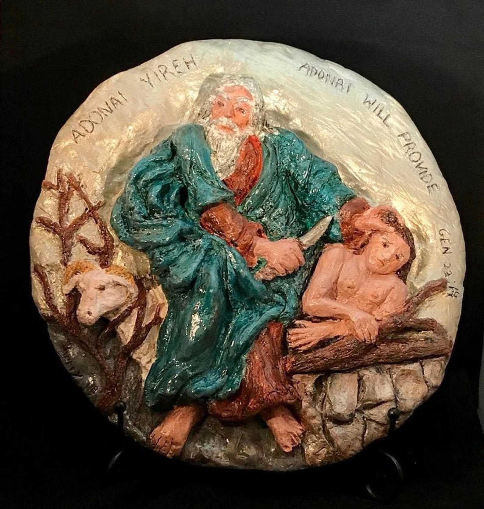 Biblical Sculpture Abraham, Isaac & the Ram, Akedah ,hand Painted Etsy