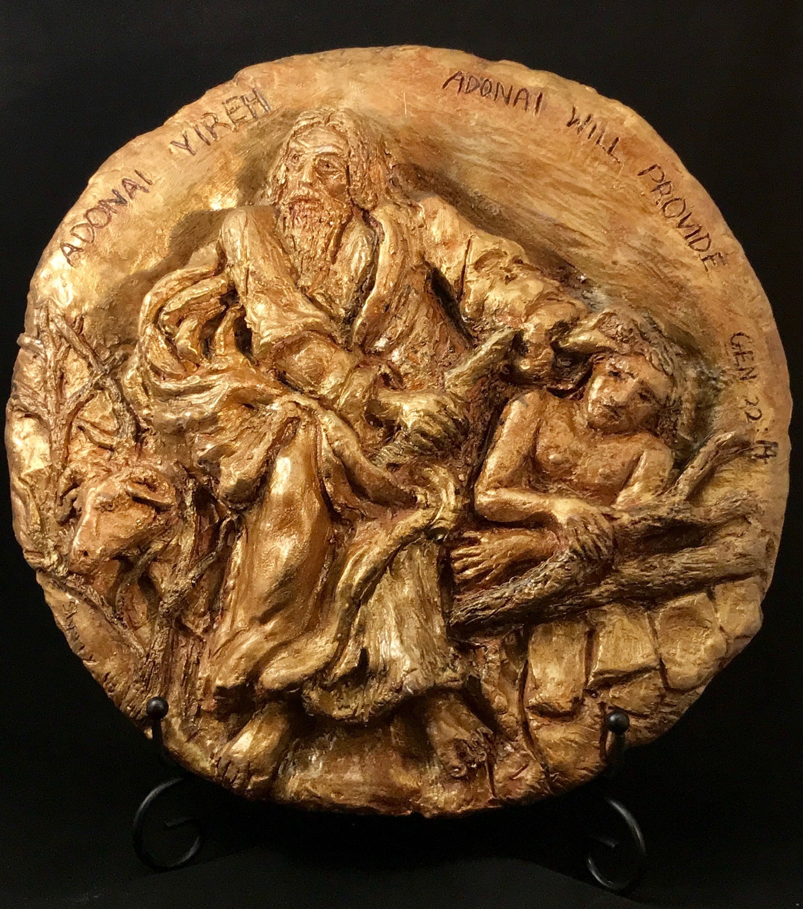 Biblical Sculpture Abraham, Isaac & the Ram, Akedah ,hand Painted Etsy