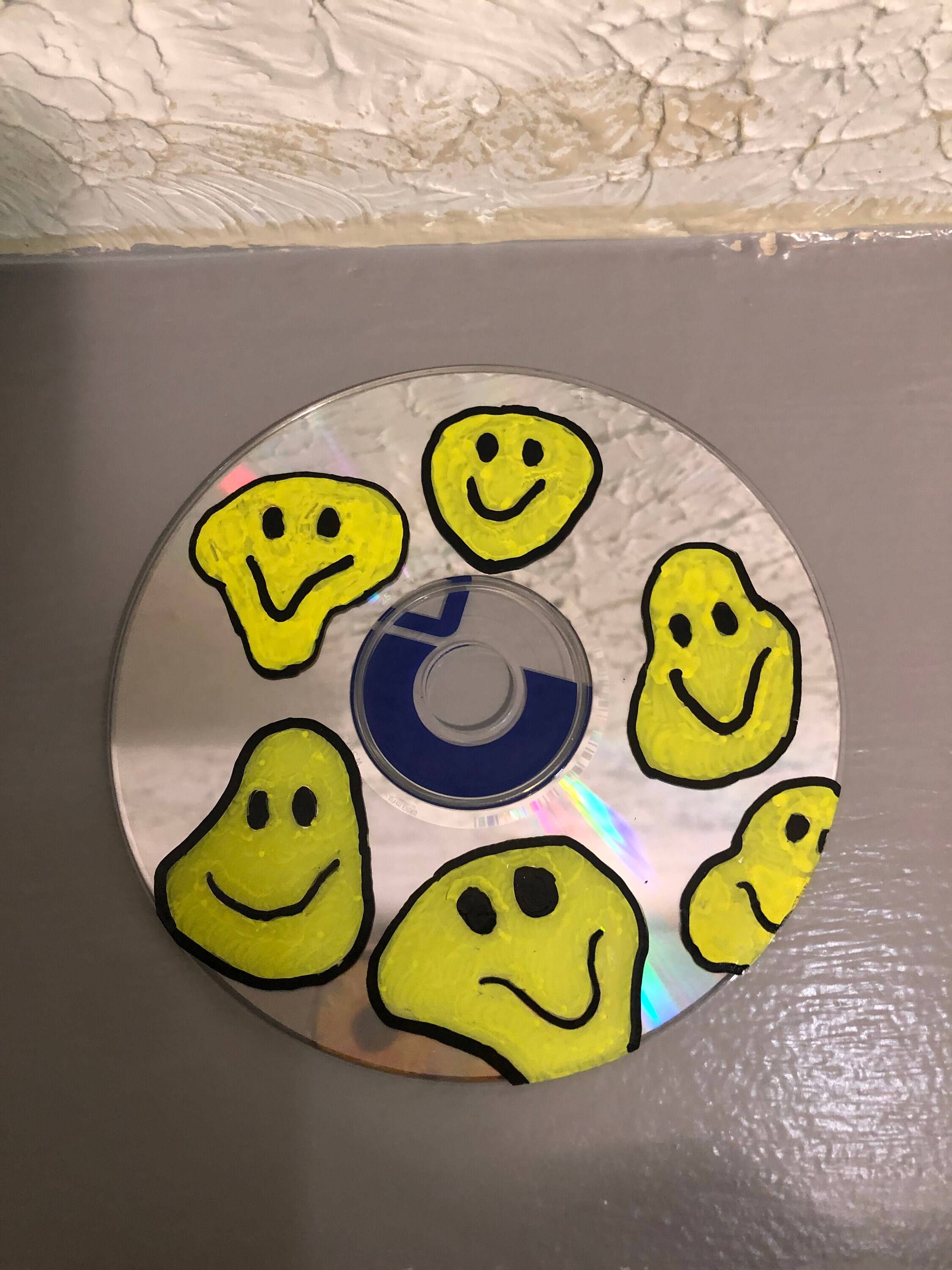 Smiley face painted cd Etsy