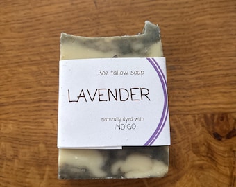 LAVENDER & INDIGO | Tallow Soap | Grass Fed + Regenerative Beef Tallow