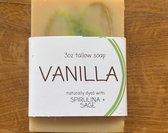 VANILLA & SAGE | Tallow Soap | Grass Fed + Regenerative Beef Tallow