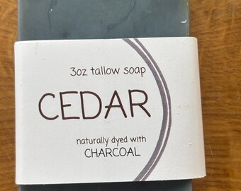CEDAR & CHARCOAL | Tallow Soap | Grass Fed + Regenerative Beef Tallow
