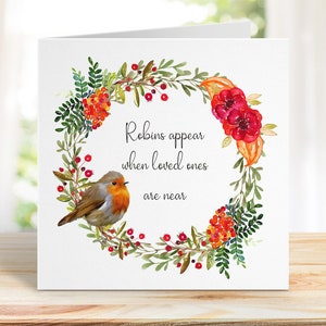 Robin Sympathy Card, die an Sie denken, Entschuldigung für Ihren Verlust, Beileidkarte, Trauerkarte, Tod des Haustieres, Umarmung sendend.
