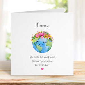 Mum to mean the world to me card. Customisable Mother&#39;s Day card.Personalised Mother’s Day card