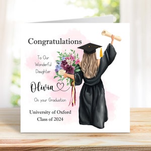 Gefeliciteerd met je geweldige dochter, gepersonaliseerde afstudeerkaart, afstudeerkaart voor haar, afstudeerkaart universiteit 2025