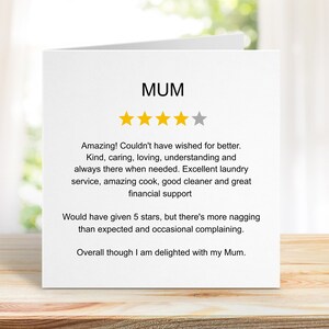Lustige Muttertagskarte, Bewertungskarte mit 4 Sternen, Bewertungskarte für Mama, Bewertung Muttertagskarte, Mama Tolle Bewertungskarte.