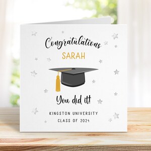 Congratulazioni, ce l'hai fatta! Biglietto di laurea personalizzato, Biglietto di laurea per lui/lei, Biglietto per festeggiare la laurea universitaria, Così ha fatto.
