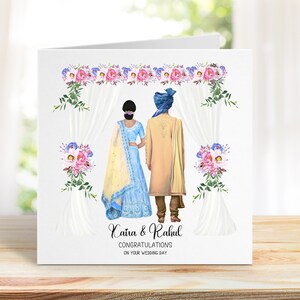 Personalisierte indische Hochzeitskarte, Glückwünsche Hochzeitskarte, Mr and Mrs Karte, Glückwünsche zu Ihrer Hochzeit, hinduistische Hochzeitskarte