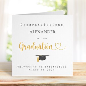 Herzlichen Glückwunsch zum bestandenen Abschluss. Personalisierte Abschlusskarte, Abschlusskarte für ihn / sie, Universitäts-Abschluss-Feier-Karte.